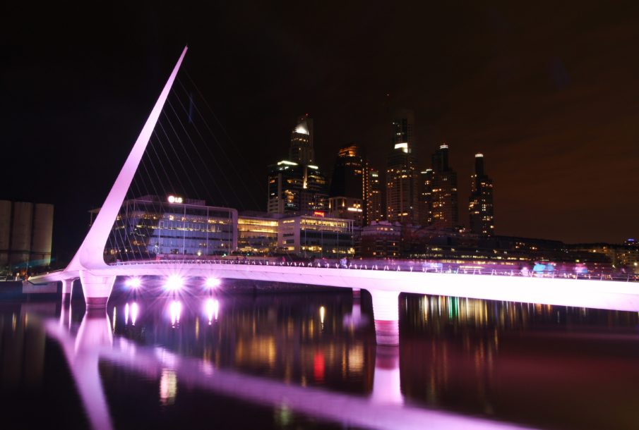 puente-de-la-mujer-lit-up-purple-nighttime